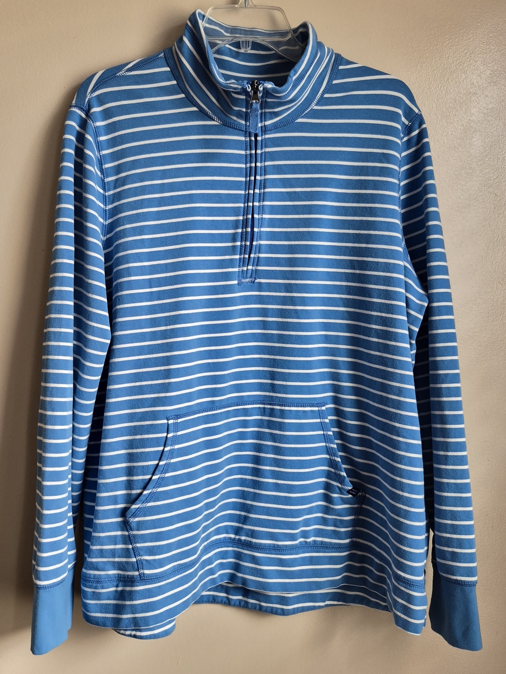 L.L. Bean Women's  Blue and White Striped Knit Pullover 1X Plus ID 518495